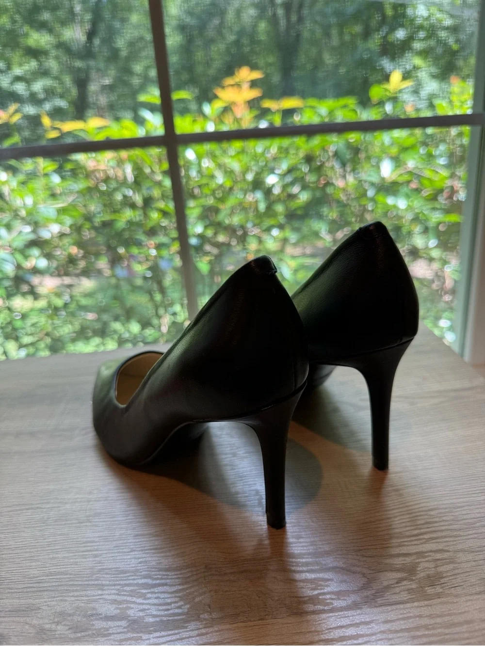 Nine West Black Pointed-Toe Leather Heels